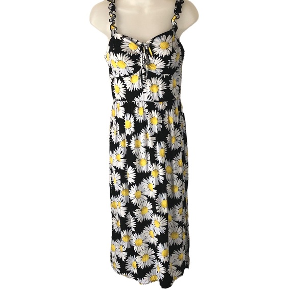 AUW Dresses & Skirts - Women's AUW Black/Yellow/White Daisy Patterned Sleeveless Sundress. Size Large